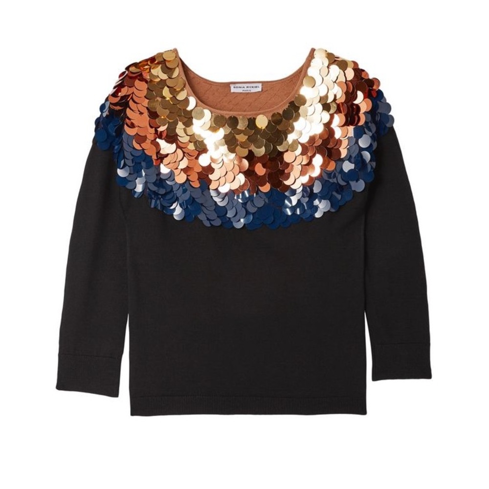 NWT Sonia Rykiel Sequin Embellished Wool Sweater